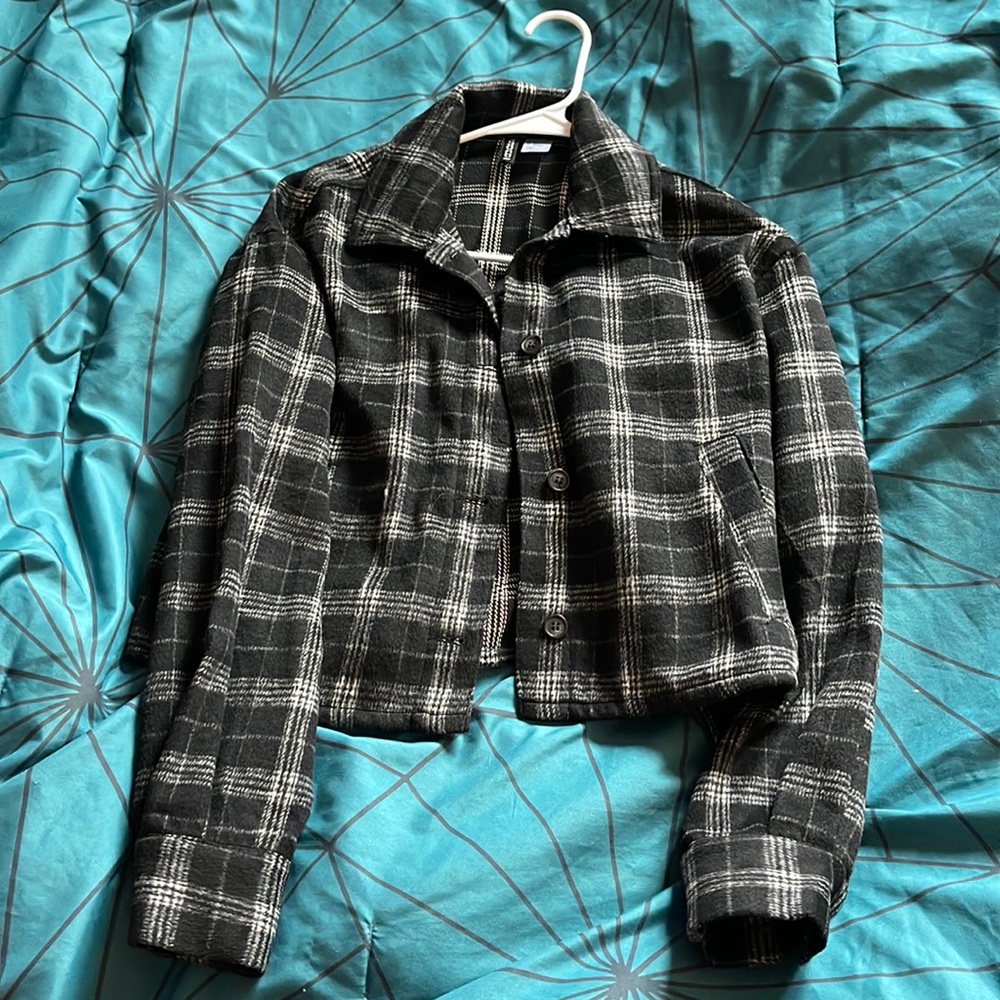 cropped flannel jacket